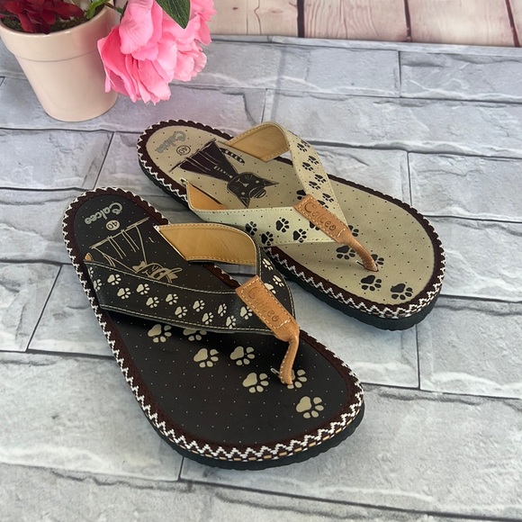 NWOT Calceo kitty thong flip flops sandals size 9.5 - Picture 3 of 9